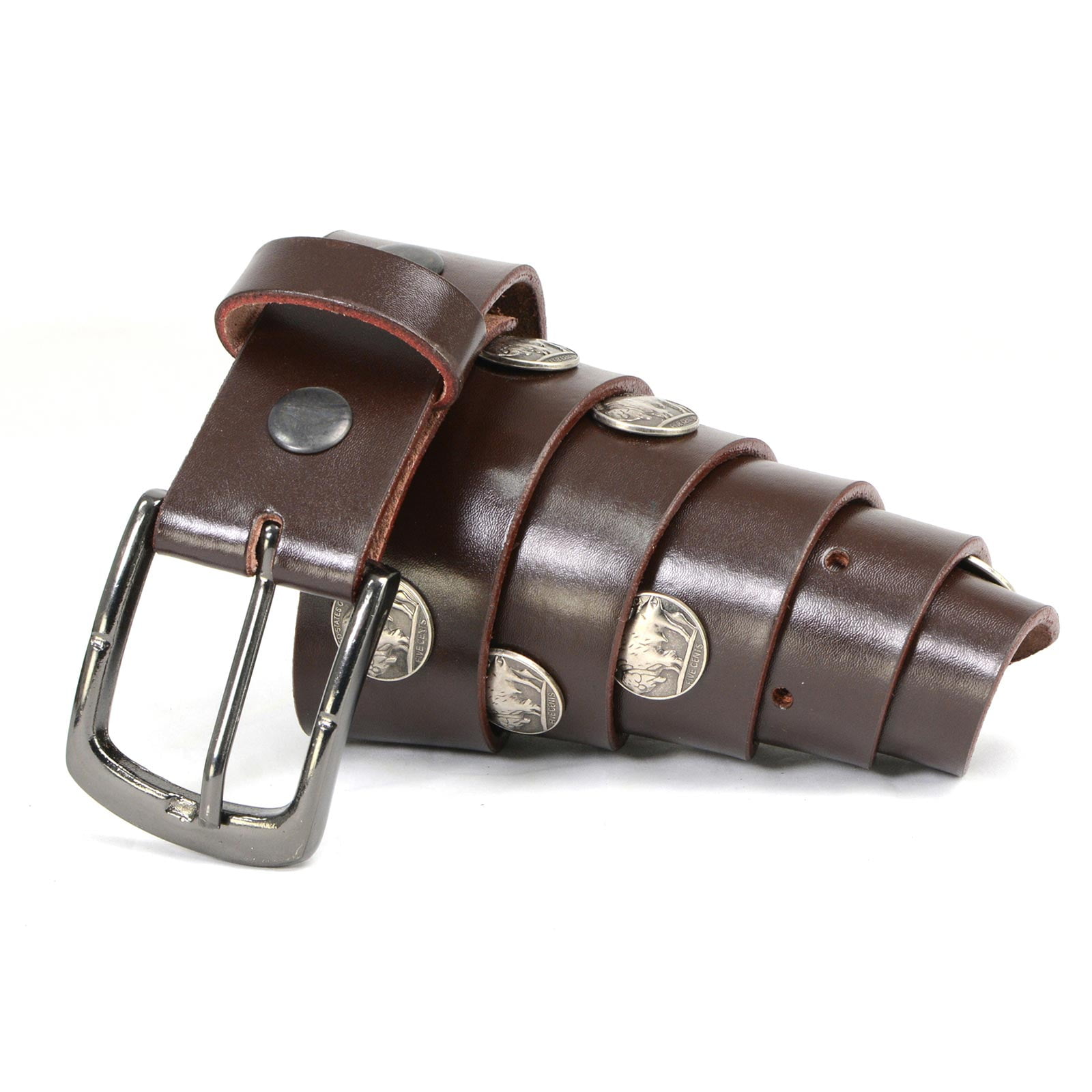 Milwaukee Leather Men's Engine Block & Wings Belt - 1.5" Wide Black Leather With Interchangeable Buckle