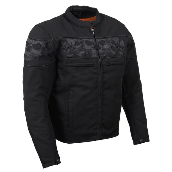 Milwaukee Leather MPM1730 Black Padded Textile Motorcycle Jacket for Men w/ Reflective Skulls - All Season Motorcycle Jacket 3X-Large