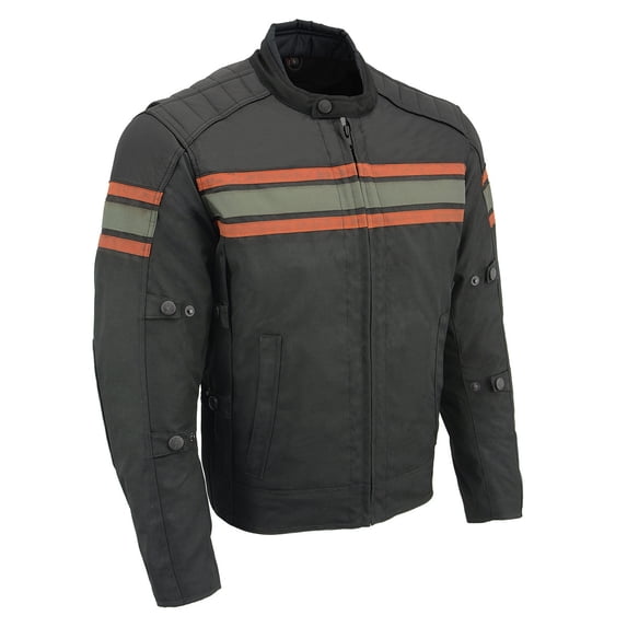 Milwaukee Leather MPM1751 Burnt Orange Leather and Textile Armored Motorcycle Jacket for Men - All Season Small