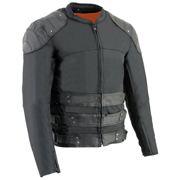 Milwaukee Leather MPM1755 Men's 'Assault Style' Black Leather and Textile M/C Jacket 2X-Large