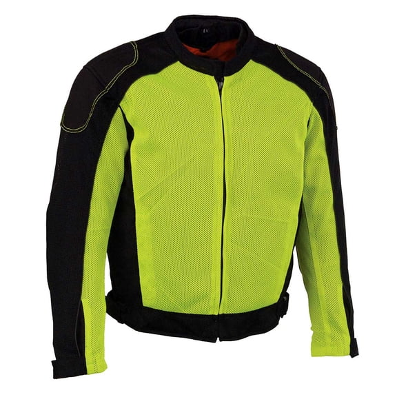 Milwaukee Leather MPM1790 Men's Black and Neon Green Hi Vis Mesh Racer Armored Jacket with Removable Rain Jacket 3X-Large