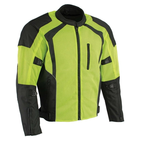 Milwaukee Leather MPM1793 Green High Vis Armored Mesh Motorcycle Jacket for Men - All Season Biker Jacket 5X-Large