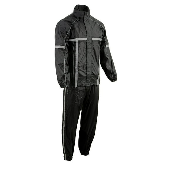 Milwaukee Leather MPM9510 Men's Black Water-Resistant Motorcycle Rain Suit with Hi Vis Reflective Tape 3X-Large