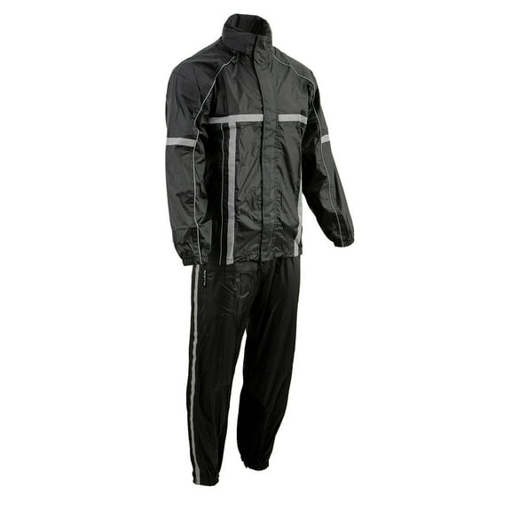 Milwaukee Leather MPM9510 Men's Black Water-Resistant Motorcycle Rain Suit with Hi Vis Reflective Tape 5X-Large