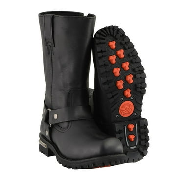Milwaukee Leather Men's Classic Black Leather 11-Inch Square Toe Motorcycle Harness Boots MBM131 15