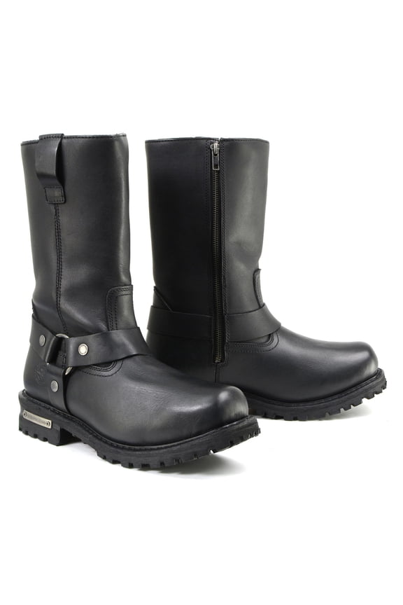 Men’s Black Waterproof Boots 11-inch Wide Width Square Toe with Harness and Zipper MBM9061WP 8.5W