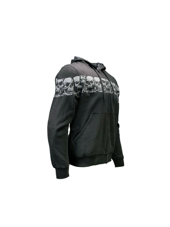 Men's Bare Bones Black Reflective CE Armored Riding Hoodie, Shoulder and Elbow Armor - MPM1798 3X-Large