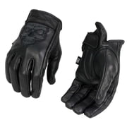 Milwaukee Leather Mens Black Leather  Reflective Skull  Motorcycle Hand Gloves W/Gel Padded Palm MG7570 2X-Large