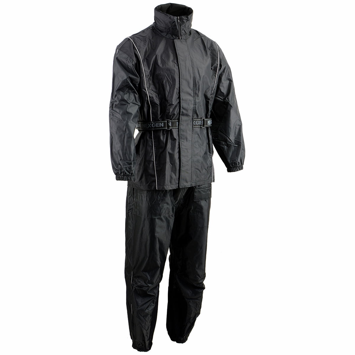 Milwaukee Leather Men's Black Waterproof Rain Suit w/ Reflective Piping & Heat  Guard Black 