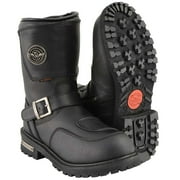 Milwaukee Leather Men's Black Wide Width 9-inch Waterproof Engineer Leather Biker Boots with Reflective Piping MBM9071WP 7W