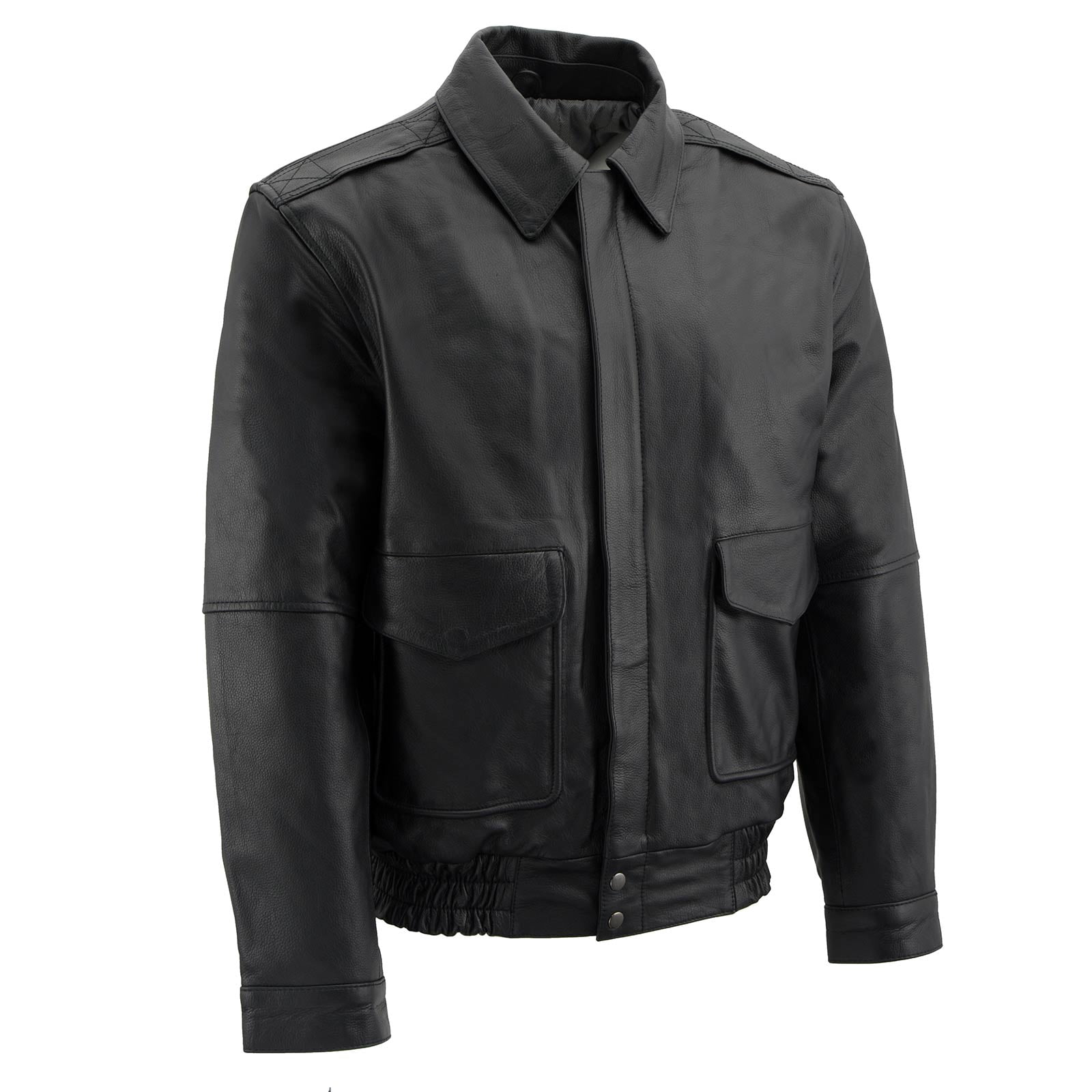 Milwaukee Leather Men's Classic Black Bomber Jacket - Genuine Cowhide (SFM1519)