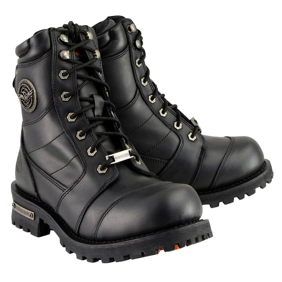 Milwaukee Leather Men's Classic Black Leather 8-inch Lace-Up Logger Motorcycle Rider Boots MBM9030 9.5