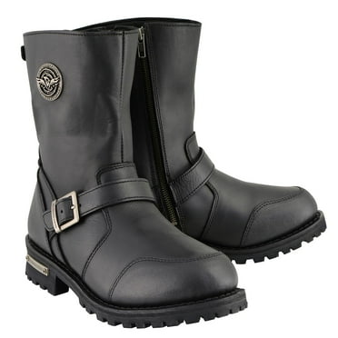 Milwaukee Leather Men's 9-Inch Classic Black Leather Engineer Motorcycle Boots with Gear Shift Guard MBM9090 8