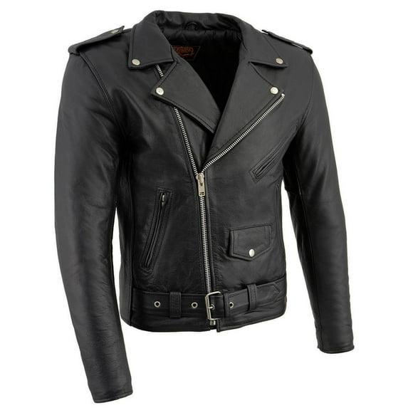 Milwaukee Leather LKM1781 Men's The Legend Classic Black Premium Leather Motorcycle Jacket w/ Quilted Liner 4X-Large