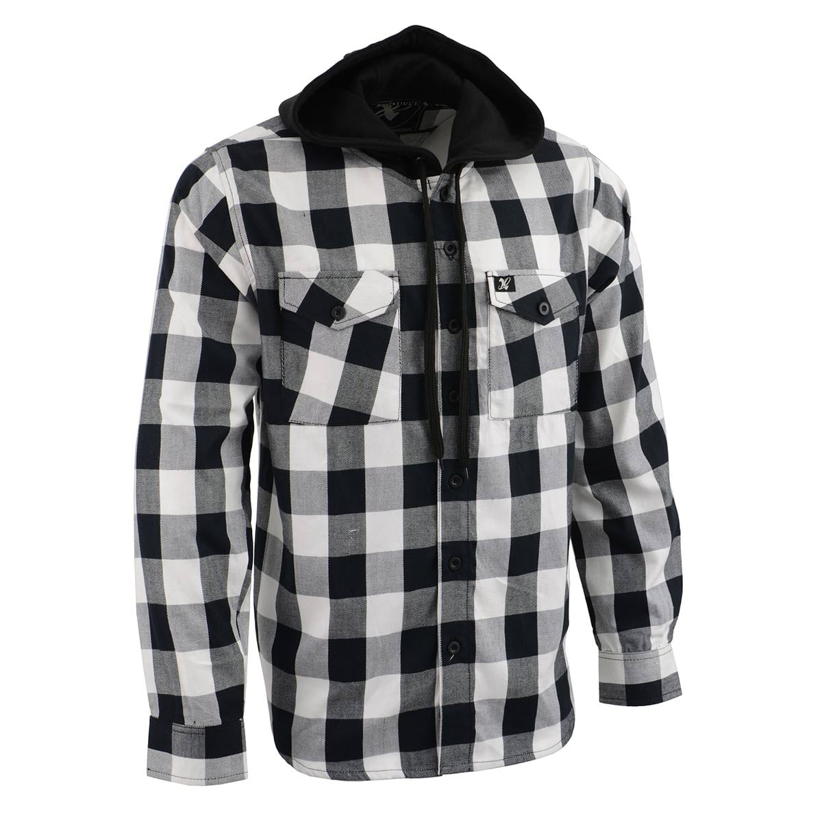 Milwaukee Leather Men's Flannel Plaid Shirt Black and White Long