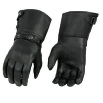 Milwaukee Leather Men's Gauntlet Motorcycle Hand Gloves-Black Leather Long Cuff Snap Closure Thermal Lined-SH264 X-Small