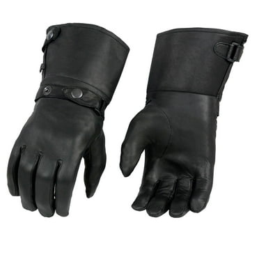 Milwaukee Leather Men's Gauntlet Motorcycle Hand Gloves-Black Leather Long Cuff Snap Closure Thermal Lined-SH264 X-Small