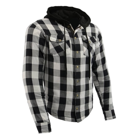 Milwaukee Leather Men's Hooded Flannel Motorcycle Shirt w/ CE Approved Armor - Reinforced w/ Aramid Fibers 3X-Large