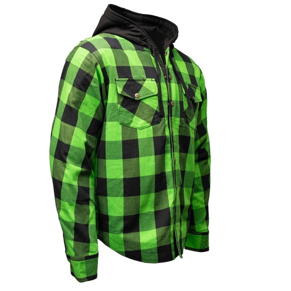 Milwaukee Leather Men's 16 oz Hooded Armored Flannel Riding Shirt Large