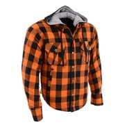 Milwaukee Leather Men's Hooded Flannel Motorcycle Shirt with CE Approved Armor - Reinforced w/ Aramid Fibers | MPM 2X-Large