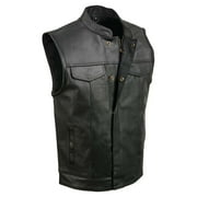 Event Leather Mens Rapid Fire Black Leather Motorcycle Vest, ELM3910 3X-Large