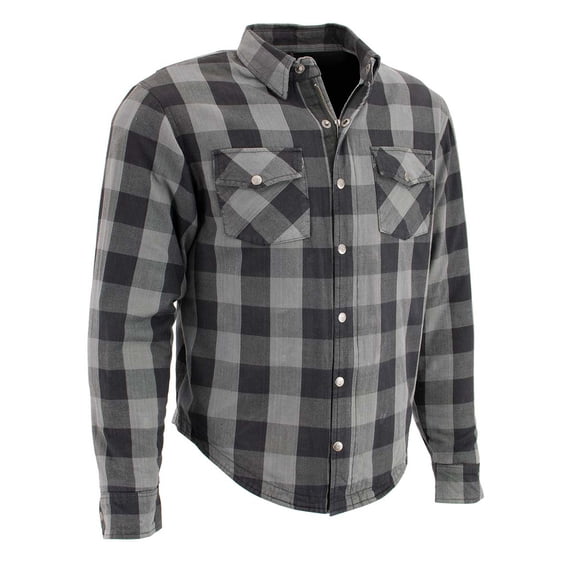 Milwaukee Leather Men's Plaid Armored Flannel Shirt with CE Armor Large