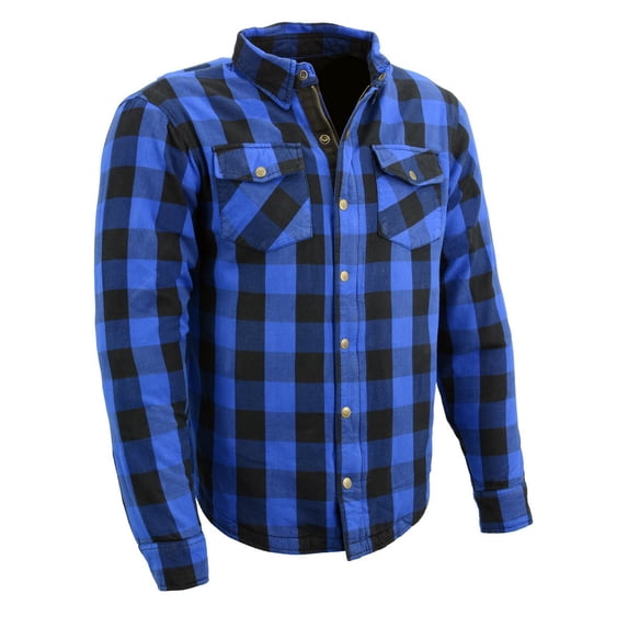 Milwaukee Leather Men's Plaid Armored Flannel Shirt with CE Armor Medium