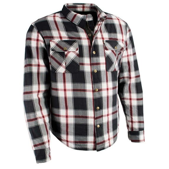 Milwaukee Leather Men's Plaid Armored Flannel Shirt with CE Armor Small