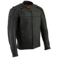 thumbnail image 1 of Milwaukee Leather ML2083 Men's Black Premium Leather Vented Motorcycle Rider Jacket w/ Reflective Piping Large, 1 of 9