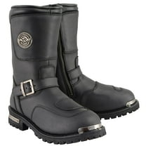 Milwaukee Leather Men's Black Leather Classic Engineer Motorcycle Boots w/ Reflective Piping & Gear Shift Protection MBM9070 7.5