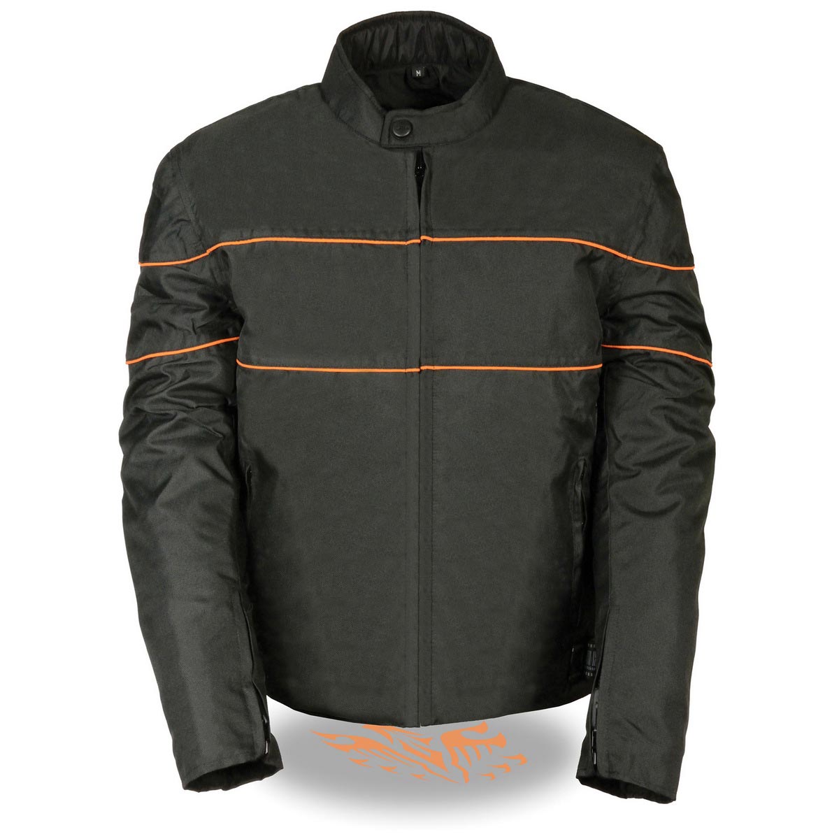 Milwaukee Leather Men's Scooter Style Textile Jacket w/ Orange Stripes  Black - image 1 of 7