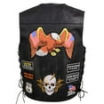 thumbnail image 1 of Event Leather ELM3920 Men's Black Leather Pre-Patched Bikers Vest w/ 6 Pockets - 23 Patches and Side Laces 5X-Large, 1 of 10