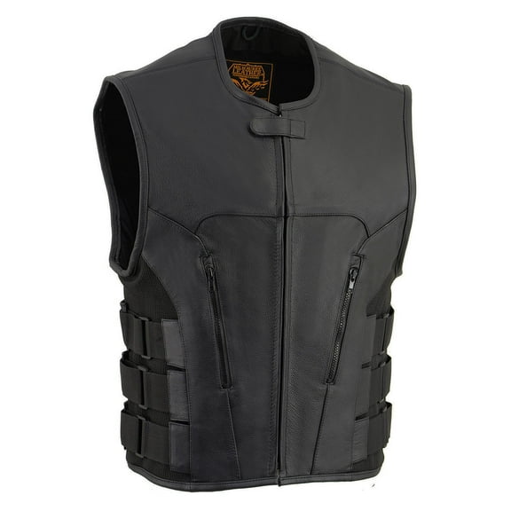 Milwaukee Leather MLM3500 Men's Swat Style Rider Leather Vest w/ Single Panel Back for Club Patches X-Large