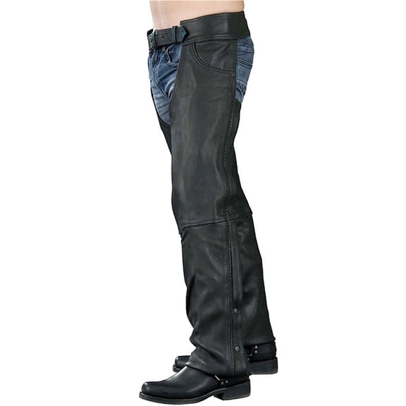 Milwaukee Leather SH1102 Men's Black Braided Leather Jean Style Chaps 3X-Large