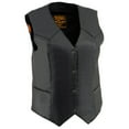 thumbnail image 1 of Milwaukee Leather SH1227 Women's Black Leather Classic Western Motorcycle Rider Vest- Front 4-Snap Button Closure Small, 1 of 2