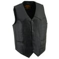 thumbnail image 1 of Milwaukee Leather SH1310 Men's Black Leather Classic V-Neck Motorcycle Rider Vest w/ Front Snap Button Closure 58, 1 of 7