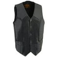 thumbnail image 1 of Milwaukee Leather SH1310Tall Men's Black Leather Classic V-Neck Motorcycle Rider Vest w/ Snap Button Closure 54-Tall, 1 of 7