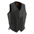 thumbnail image 1 of Milwaukee Leather SH1315Tall Men's Classic Black Leather V-Neck Side Lace Motorcycle Rider Vest w/ Snap Closure 48-Tall, 1 of 7