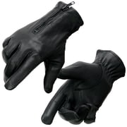 Milwaukee Leather SH226D Mens Black Unlined Leather Lightweight Motorcycle Hand Gloves W/ Wrist Zipper Closure X-Large