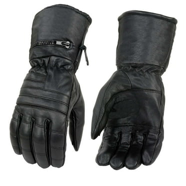 Milwaukee Leather SH230 Men's Black Leather Warm Lining Gauntlet Motorcycle Hand Gloves W/ ‘Rain Mitten and Pull-on Closure’ 2X-Large