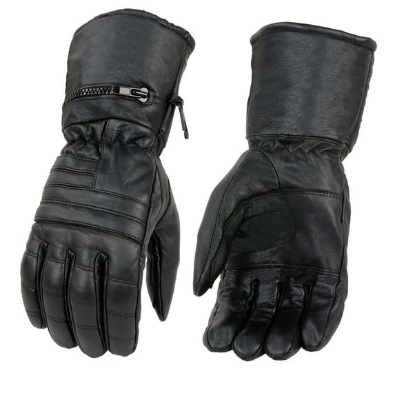 Milwaukee Leather SH230 Men's Black Leather Warm Lining Gauntlet Motorcycle Hand Gloves W/ ‘Rain Mitten and Pull-on Closure’ 4X-Large