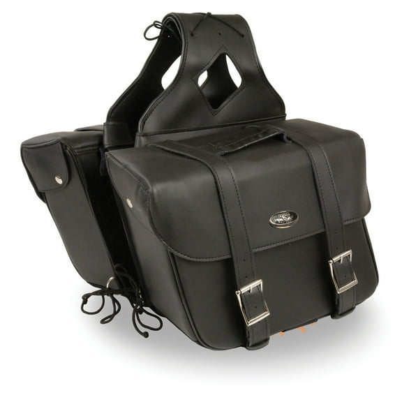 Milwaukee Leather SH580ZB Black Large Zip-Off PVC Slanted Throw Over Motorcycle Saddlebags Large