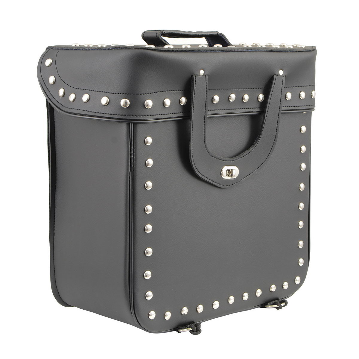 Milwaukee Leather SH582 Medium Black ‘Studded’ PVC Sissy Bar Motorcycle Bag Medium