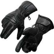 Milwaukee Leather SH607 Men's Black Leather Gauntlet Padded Back Racing Motorcycle Hand Gloves W/ Reflective Piping. X-Large