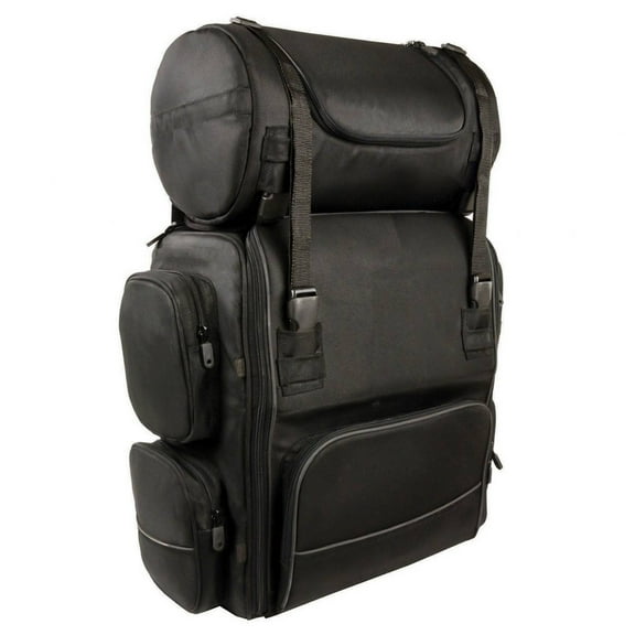 Milwaukee Leather SH680 Large Black Textile Motorcycle Sissy Bar Travel Bag