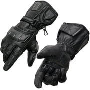 Milwaukee Leather SH717 Men's Black Leather Gauntlet Racing Motorcycle Hand Gloves W/ Hard Knuckle Protection Extra Grip Reinforced Palm Small