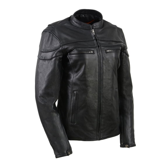 Milwaukee Leather SH8011 Women's Black Leather Sporty Scooter Crossover Biker  Jacket Small