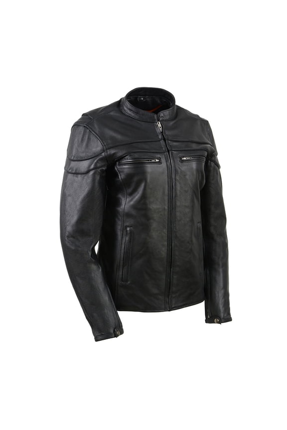 Milwaukee Leather SH8011 Women's Black Leather Sporty Scooter Crossover Biker Jacket Small