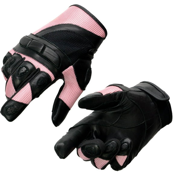 Milwaukee Leather SH802 Women's Black and Pink Leather with Mesh Racing Gloves 3X-Large