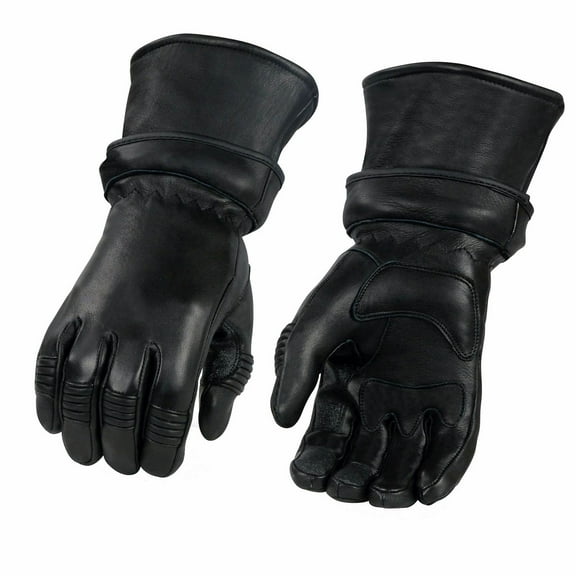 Milwaukee Leather SH852 Men's USA Deerskin Black Leather Gauntlet Motorcycle Thermal Lined Gloves Medium